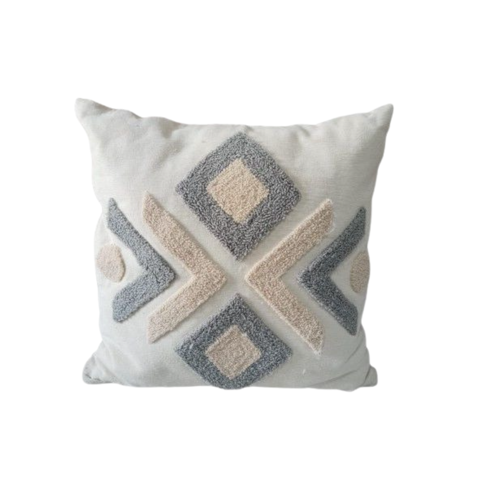 Cushion Cover Cotton Brodir Natural Grey