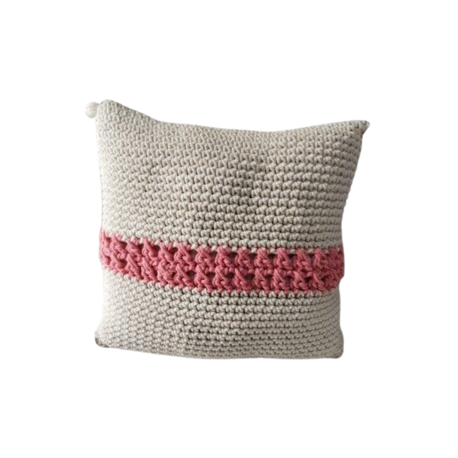 Cushion Cover Macrame Nat-Pink