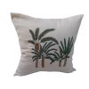 Cushion Cover Linen White Green Palm