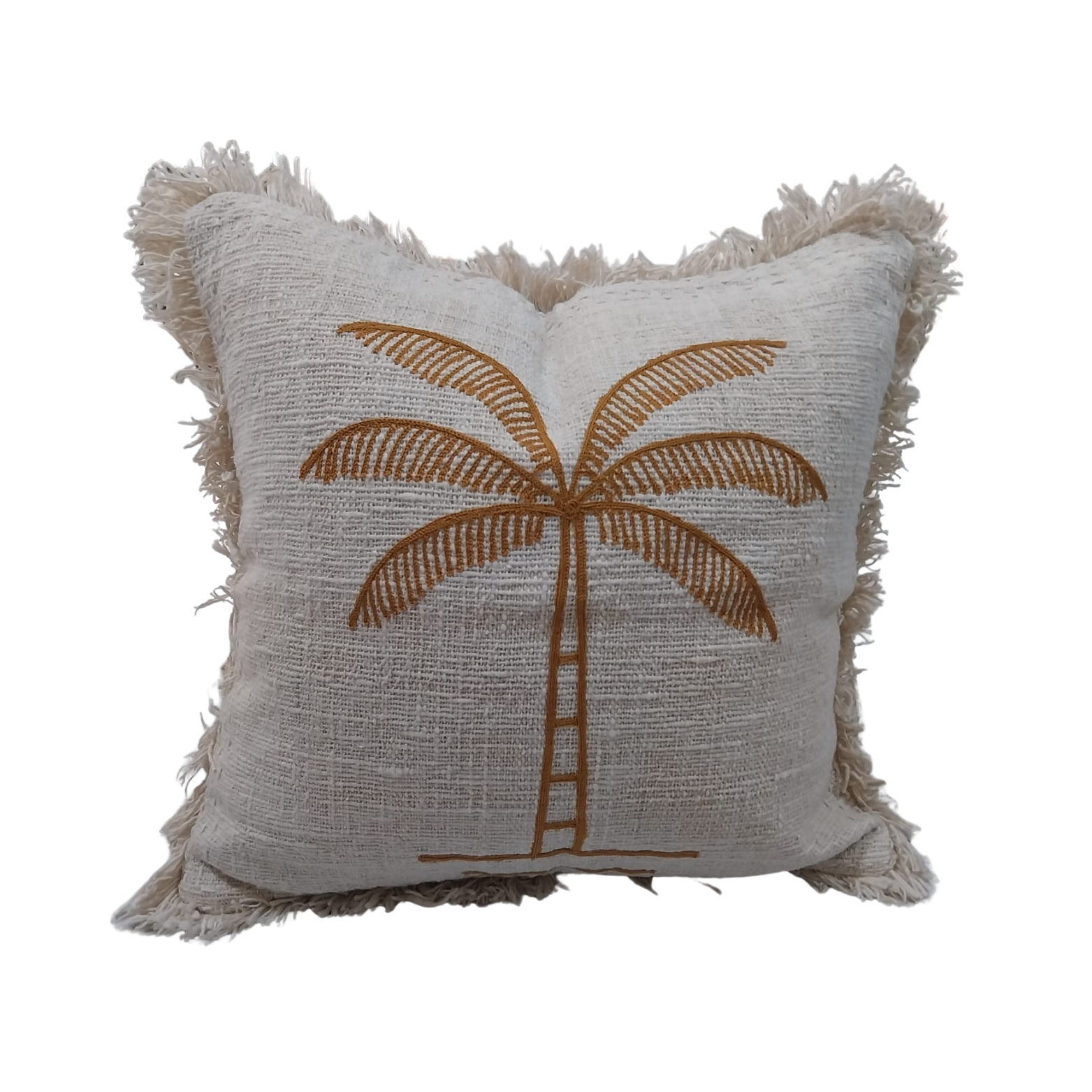 Cushion Cover 1 Palm Fringe Natural Tangerine