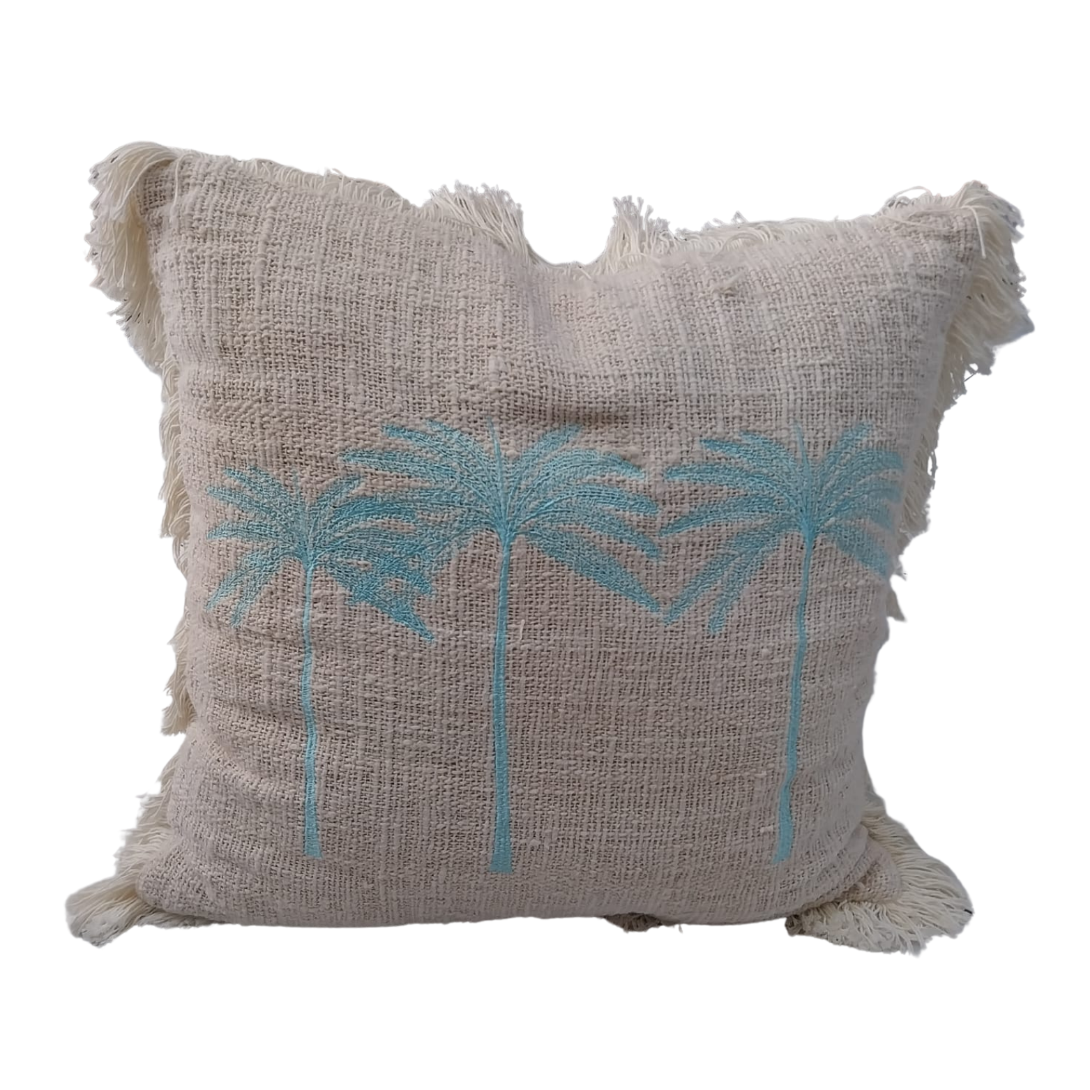 Cushion Cover Tres Linen Natural Turquois