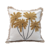 Cushion Cover White Brown Palm